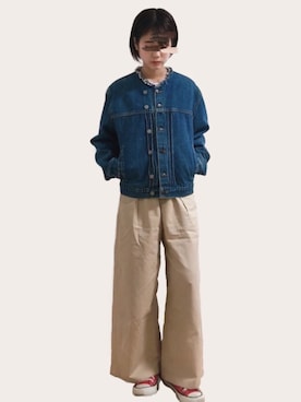 「赤コンバース」｜「アイテム（ジャケット/アウター）」を使った、sakiさん（レディース・155cm）の春コーディネート