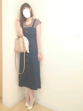 「RODE SKO（ロデスコ）のMIISA かぶせファーバッグ（ショルダーバッグ、ベージュ系）」を使った、はんな☆さん（レディース・159cm）の夏コーディネート