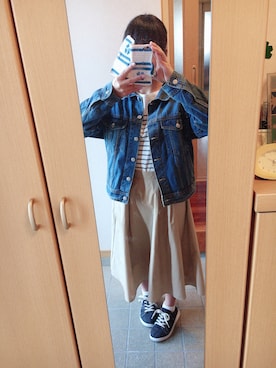 「GRL（グレイル）のアイテム（デニムジャケット）」を使った、いろはさん（レディース・157cm）の春コーディネート