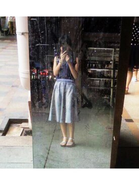 「no brand（ノーブランド）のアイテム（デニムスカート、ブルー系）」を使った、ZitaZZQさん（レディース）の冬コーディネート