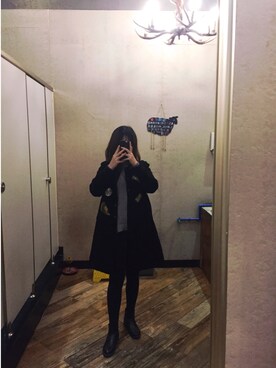 「如熙のアイテム（ブーツ、ブラック系）」を使った、ZitaZZQさん（レディース）の冬コーディネート