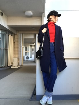 「マリン」｜「アイテム（チェスターコート）」を使った、chan-miさん（レディース・163cm）の冬コーディネート