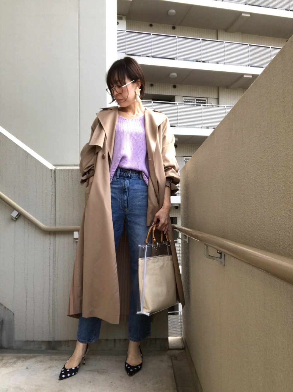 AMERI VINTAGE】シースルーバックプリーツトレンチコート 018170020を