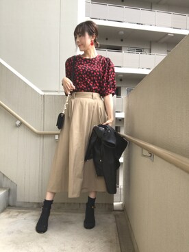 chan-miさんの「【Dickies】ツイルタックフレアスカート /チノスカート」を使ったコーディネート