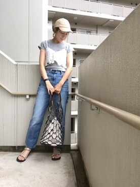 「ハイウエストストレートジーンズ」｜chan-miさん（レディース・163cm）の夏コーディネート