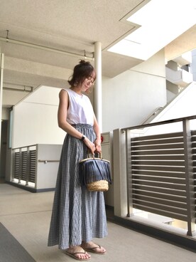 「マキシスカート」｜「アイテム（ビーチサンダル）」を使った、chan-miさん（レディース・163cm）の夏コーディネート
