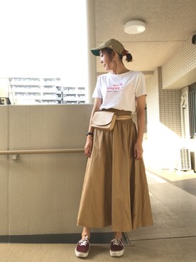 「ウエストイン」｜「アイテム（帽子）」を使った、chan-miさん（レディース・163cm）の秋コーディネート
