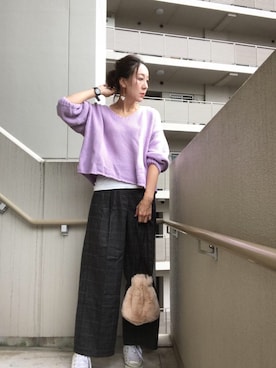 「OZOC（オゾック）のアイテム（ハンドバッグ）」を使った、chan-miさん（レディース・163cm）の秋コーディネート