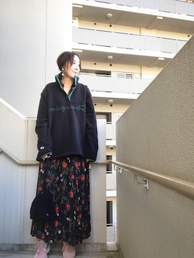 「Champion（チャンピオン）のアイテム（その他アウター）」を使った、chan-miさん（レディース・163cm）の秋コーディネート