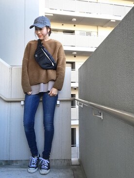 「アイテム（その他トップス、ブラウン系）」を使った、chan-miさん（レディース・163cm）の秋コーディネート