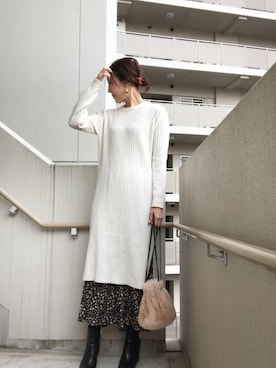 「OZOC（オゾック）のアイテム（ハンドバッグ）」を使った、chan-miさん（レディース・163cm）の冬コーディネート