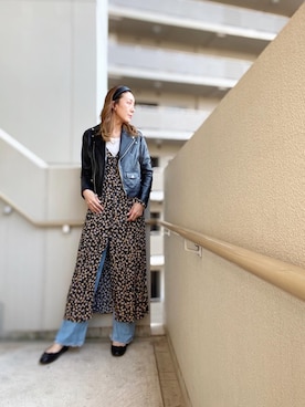 「green label relaxing（グリーンレーベルリラクシング）のアイテム（ライダースジャケット）」を使った、chan-miさん（レディース・163cm）の春コーディネート