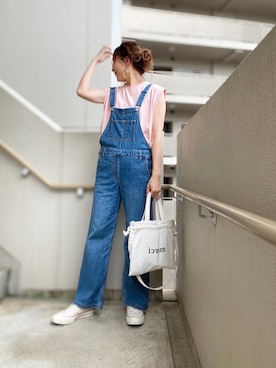 「SLOBE IENA（スローブイエナ）のアイテム（オールインワン・サロペット）」を使った、chan-miさん（レディース・163cm）の夏コーディネート