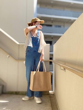 「SLOBE IENA（スローブイエナ）のアイテム（オールインワン・サロペット）」を使った、chan-miさん（レディース・163cm）の夏コーディネート