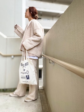 「秋のカフェオレコーデ」｜「アイテム（ノーカラージャケット）」を使った、chan-miさん（レディース・163cm）の秋コーディネート