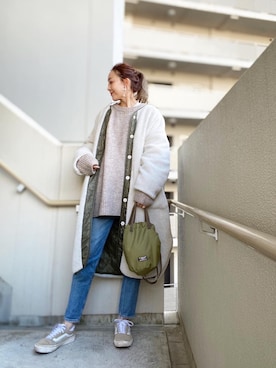 「MOUSSY（マウジー）のMVS SKINNY（デニムパンツ）」を使った、chan-miさん（レディース・163cm）の秋コーディネート