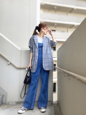 「シュシュ」｜「アイテム（オールインワン・サロペット）」を使った、chan-miさん（レディース・163cm）の春コーディネート
