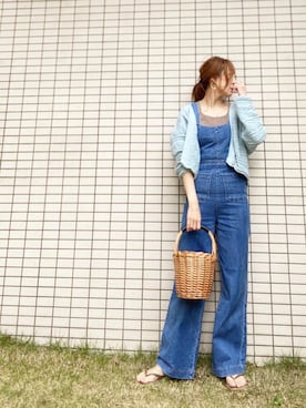 「水色」｜「アイテム（オールインワン・サロペット）」を使った、chan-miさん（レディース・163cm）の夏コーディネート