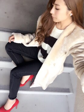 「夢展望（ユメテンボウ）のアイテム（ムートンコート）」を使った、RN♡さん（レディース・154cm）の冬コーディネート