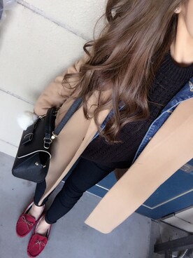 「Honeys（ハニーズ）のアイテム（モカシン/デッキシューズ）」を使った、RN♡さん（レディース・154cm）の冬コーディネート