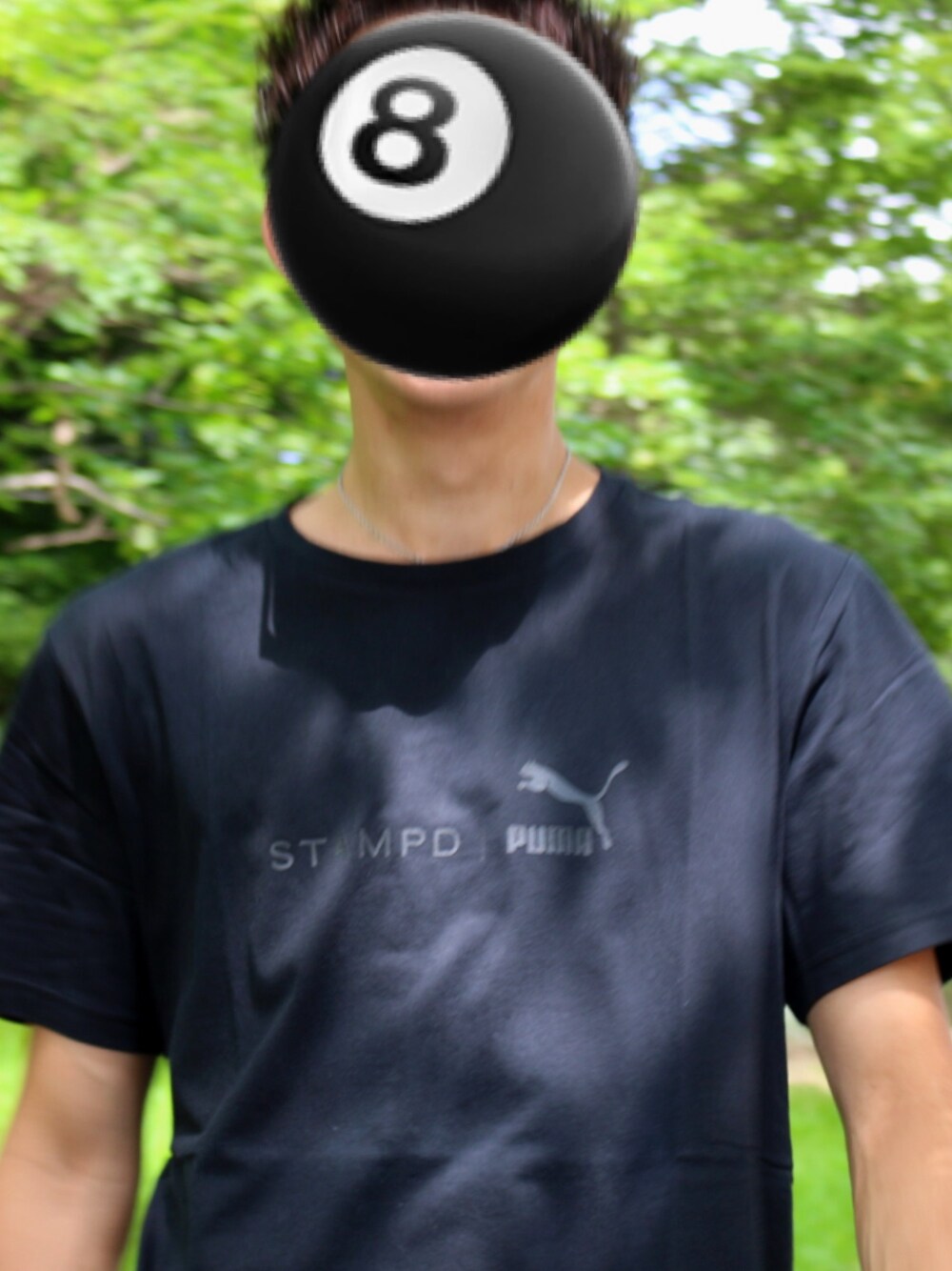 「夏、Tシャツ」｜「PUMAのSTAMPD BASIC PRINT T（Tシャツ/カットソー、ブラック系）」を使った、ギャオスさん（メンズ・183cm）の秋コーディネートの1枚目の写真