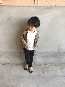 「NANO universe（ナノユニバース）のアイテム（パンツ）」を使った、Ryuさん（キッズ・100cm）の秋コーディネート