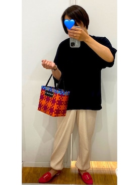 「YASHIKI（ヤシキ）のアイテム（ニット/セーター、ブラック系）」を使った、SATUKISOMAさん（レディース・158cm）の春コーディネート