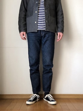 「バスクシャツ」｜「アイテム（ブルゾン）」を使った、となりさん（メンズ・179cm）の春コーディネート