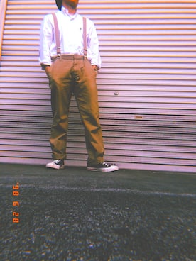 「インスタフォローしてね！」｜「アイテム（ハンチング/ベレー帽）」を使った、すずさん（メンズ・167cm）の夏コーディネート