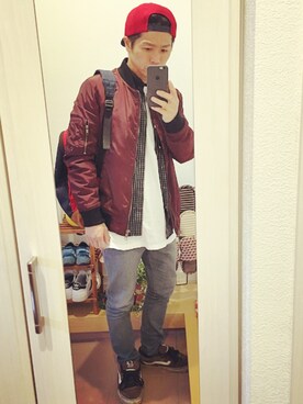 「アイテム（ミリタリージャケット、ブラウン系）」を使った、SG Ryohey(休止中)さん（メンズ・163cm）の冬コーディネート