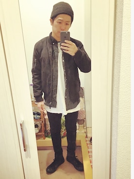 「BRIXTON（ブリクストン）のアイテム（ニットキャップ/ビーニー）」を使った、SG Ryohey(休止中)さん（メンズ・163cm）の冬コーディネート