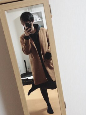 「tk.TAKEO KIKUCHI（ティーケータケオキクチ）のアイテム（チェスターコート）」を使った、のんさん（メンズ・177cm）の秋コーディネート