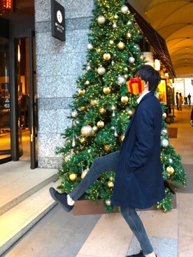 「tk.TAKEO KIKUCHI（ティーケータケオキクチ）のアイテム（チェスターコート）」を使った、のんさん（メンズ・177cm）の秋コーディネート