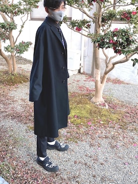 「LAD MUSICIAN（ラッドミュージシャン）のアイテム（チェスターコート）」を使った、のんさん（メンズ・177cm）の冬コーディネート