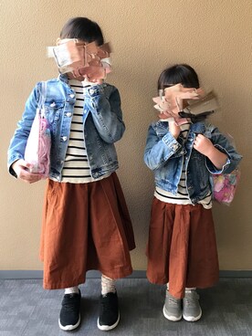 「アイテム（スカート）」を使った、mackey☺︎さん（キッズ・120cm）の春コーディネート