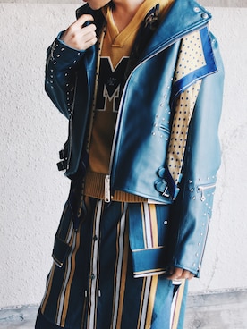 「MIHARAYASUHIRO（ミハラヤスヒロ）のアイテム（ライダースジャケット）」を使った、Azuma Yuhoさん（メンズ・178cm）の冬コーディネート