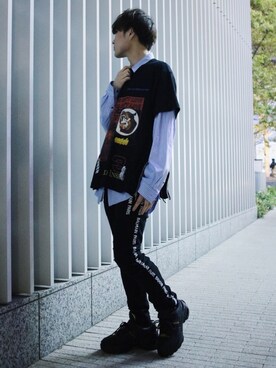 「CAVIALE（カビアーレ）のアイテム」を使った、Azuma Yuhoさん（メンズ・178cm）の春コーディネート