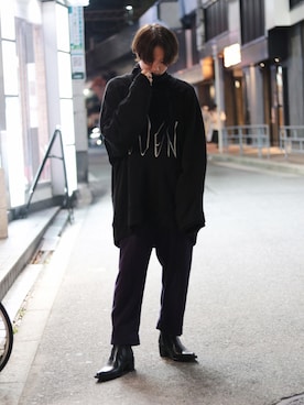「JOHN LAWRENCE SULLIVAN（ジョンローレンスサリバン）のアイテム（ブーツ）」を使った、Azuma Yuhoさん（メンズ・178cm）の秋コーディネート