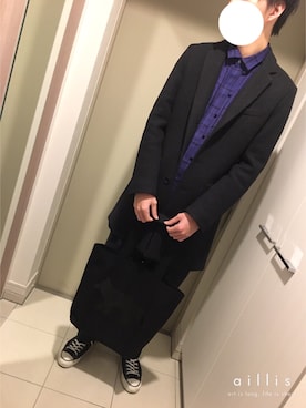 「allstar」｜「アイテム（トートバッグ）」を使った、ゆうたろうさん（メンズ・180cm）の冬コーディネート