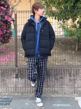 「coen（コーエン）のアイテム（ダウンジャケット/コート）」を使った、coen たかひろさん（メンズ・183cm）の冬コーディネート