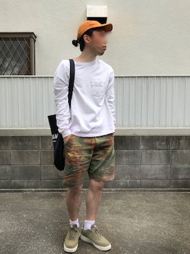 「CLUCT（クラクト）のアイテム（キャップ）」を使った、こーぎーさん（メンズ・170cm）の夏コーディネート
