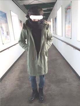 「HARE（ハレ）のアイテム（モッズコート）」を使った、shin.さん（メンズ・172cm）の冬コーディネート
