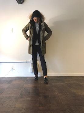 「HARE（ハレ）のアイテム（モッズコート、ブラック系）」を使った、だださん（メンズ・171cm）の冬コーディネート