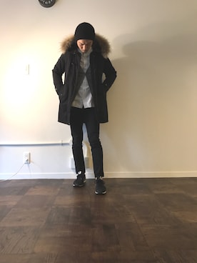 「nano・universe」｜「アイテム（モッズコート）」を使った、だださん（メンズ・171cm）の冬コーディネート