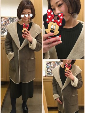 「URBAN RESEARCH（アーバンリサーチ）のアイテム（ムートンコート）」を使った、ciii さん（レディース・157cm）の冬コーディネート