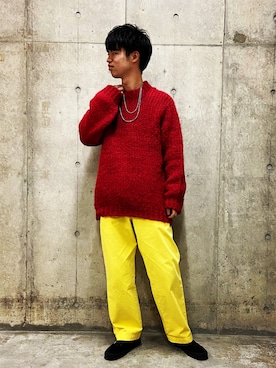 「SonnyLabel」｜「アイテム（チノパンツ）」を使った、takahiroさん（メンズ・178cm）の冬コーディネート