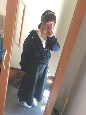 「nice claup」｜「アイテム（デニムジャケット）」を使った、Moeka.Kさん（レディース・155cm）の春コーディネート