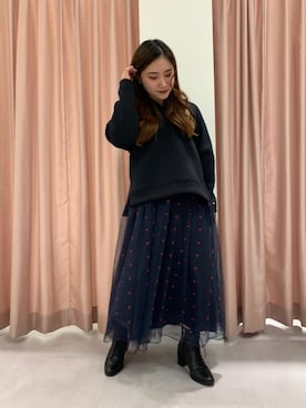 「アイテム（パーカー）」を使った、manaさん（レディース・145cm）の冬コーディネート