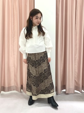 「アイテム（スカート）」を使った、manaさん（レディース・145cm）の冬コーディネート