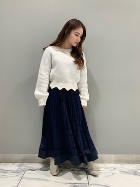 「アイテム（スカート）」を使った、manaさん（レディース・145cm）の冬コーディネート